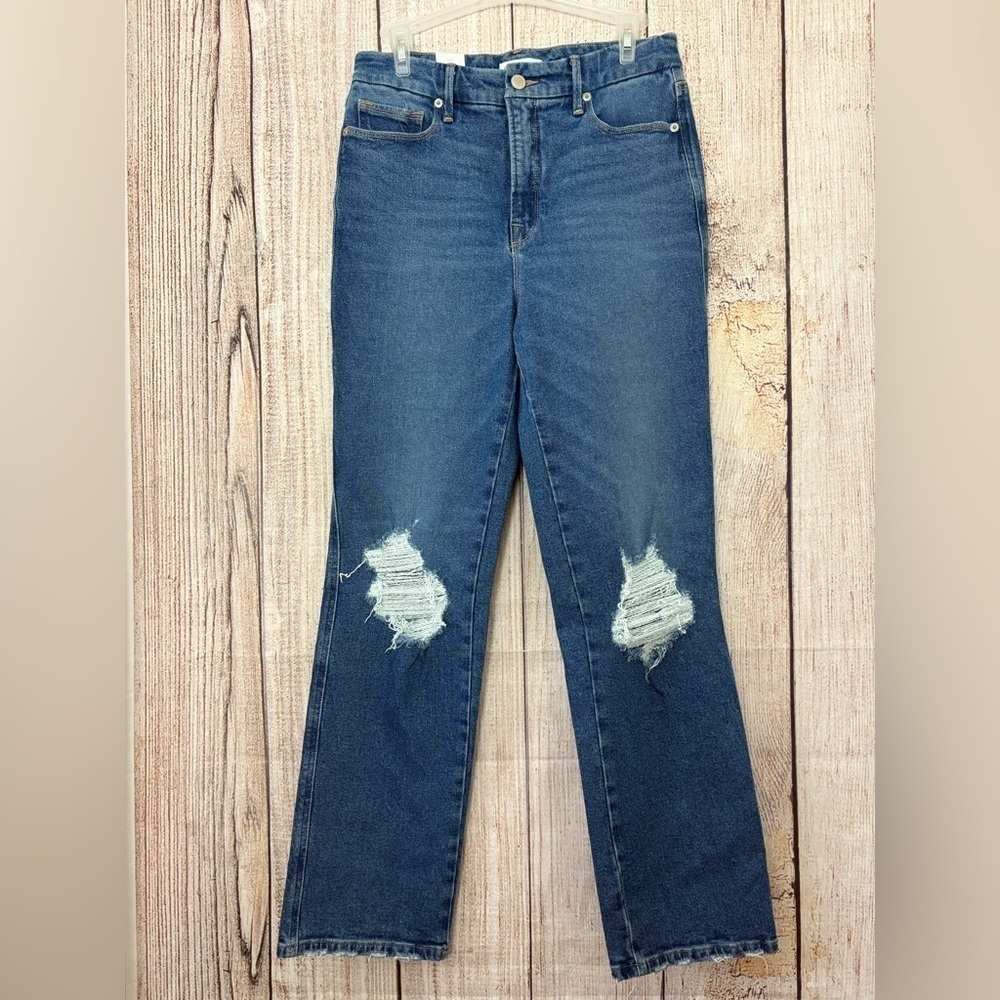Good American Womens Straight Curve Distressed Jeans size 6/28 - Picture 9 of 10
